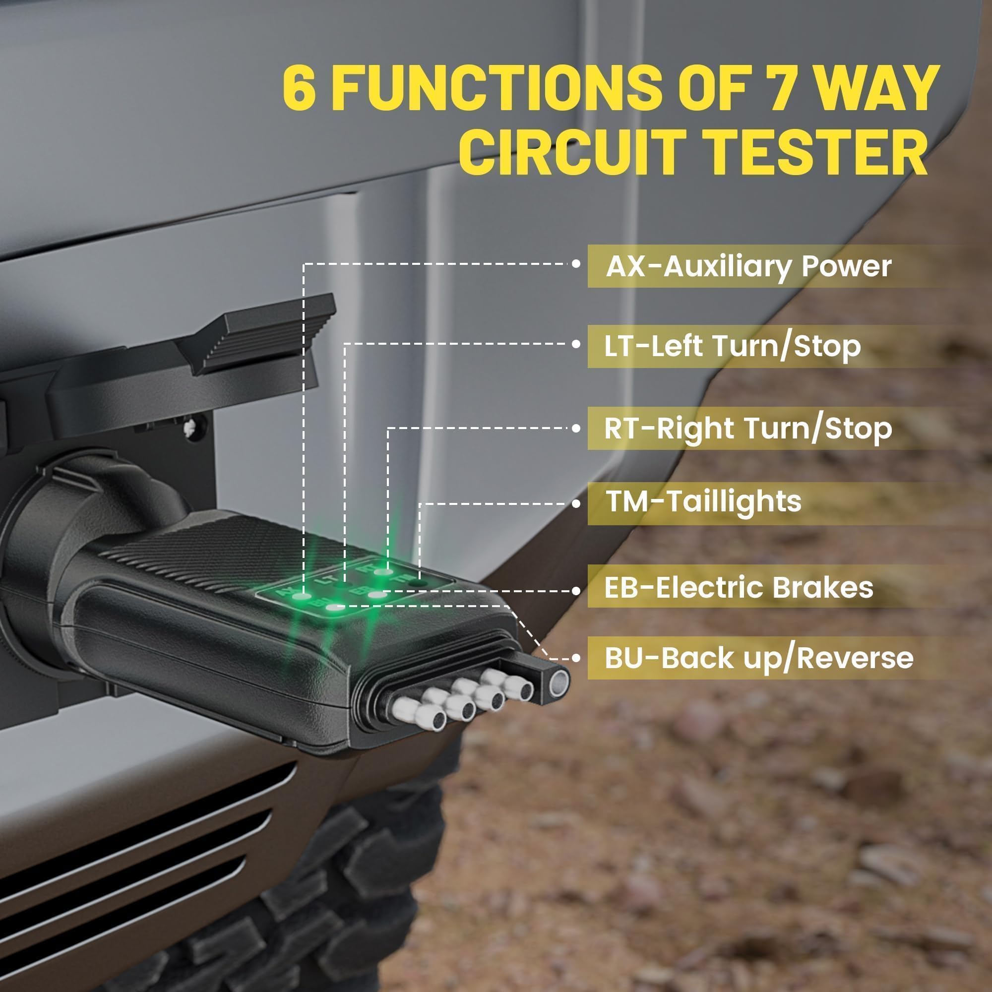 Oyviny 7-pin RV tester with LED indicators for clear function checks.