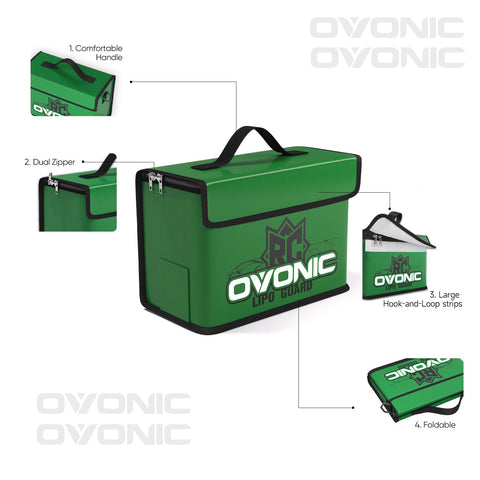 OVONIC lipo safe bag with secure closure for quick access