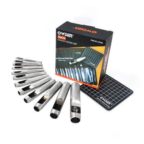 OWDEN leather hole punch set with cutting mat for protected, clean punching