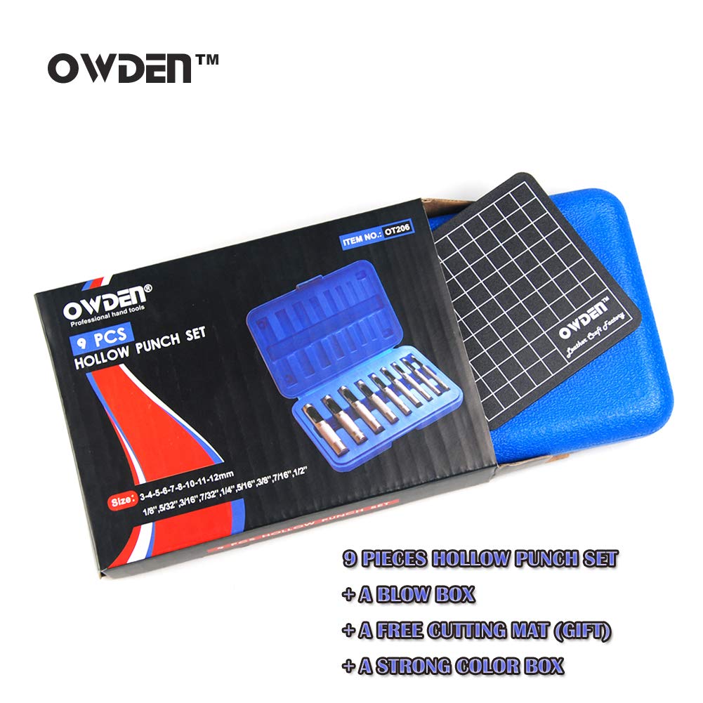 OWDEN hollow punch set stored securely in a blow-case