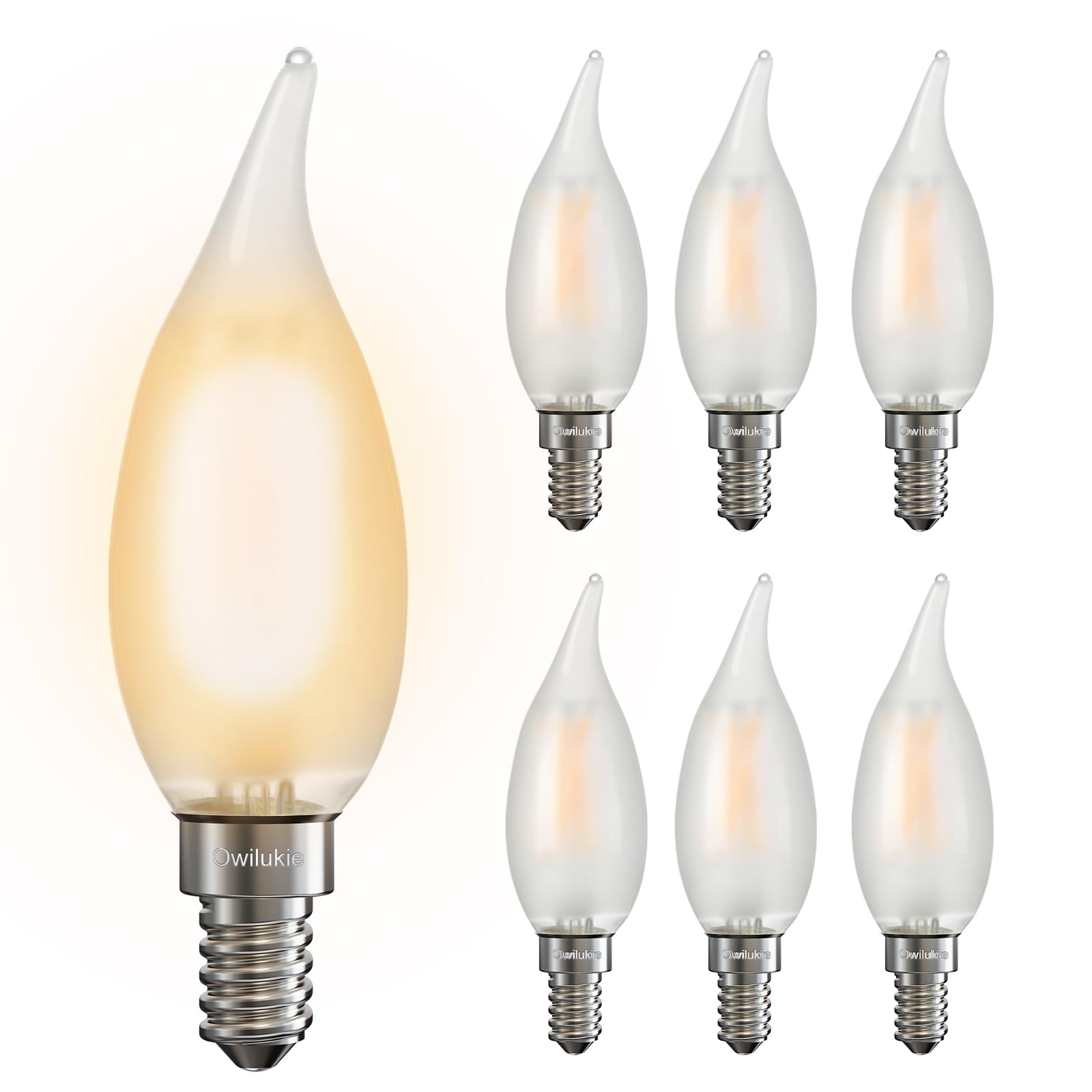 Owilukie chandelier frosted light bulb 4W with soft eye-friendly glow
