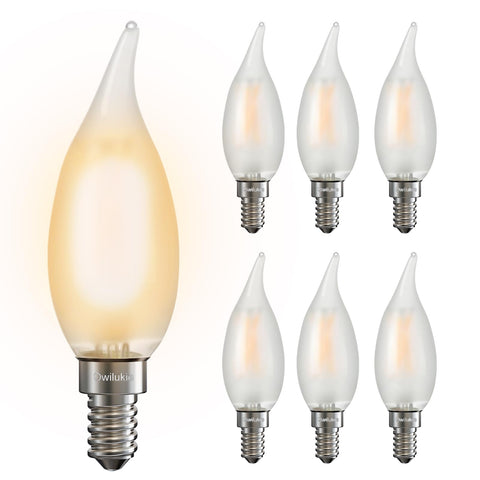 Owilukie chandelier frosted light bulb 4W with soft eye-friendly glow