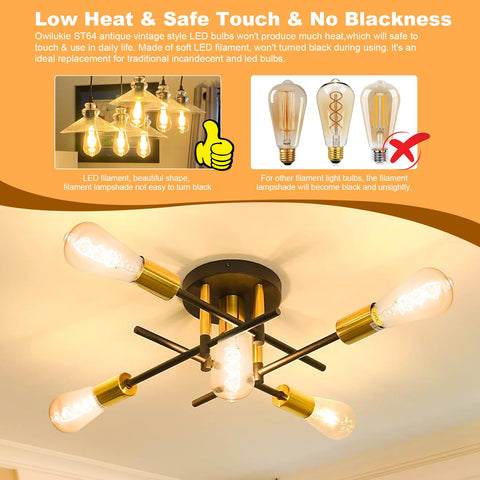 Owilukie dimmable Edison bulb provides smooth brightness control.