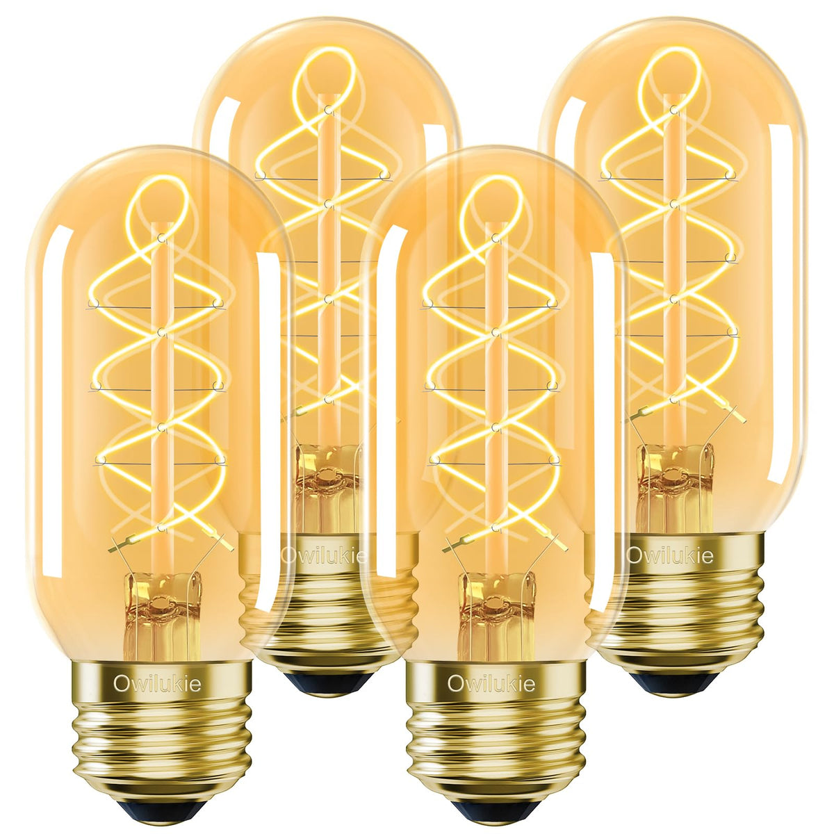 Owilukie E26 vintage edison bulb with amber glass for cozy ambiance.