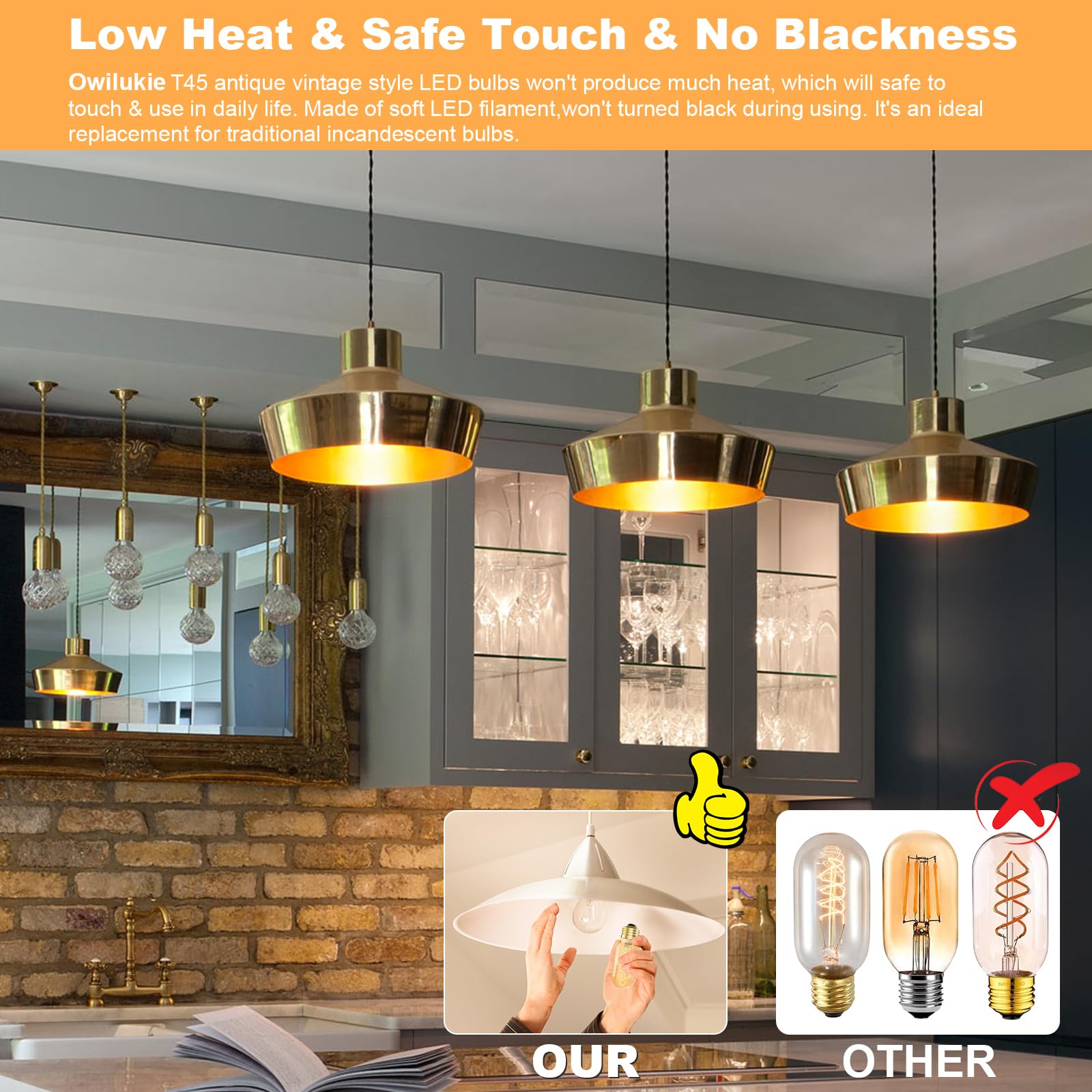 Owilukie LED bulb with 360-degree beam for even illumination.