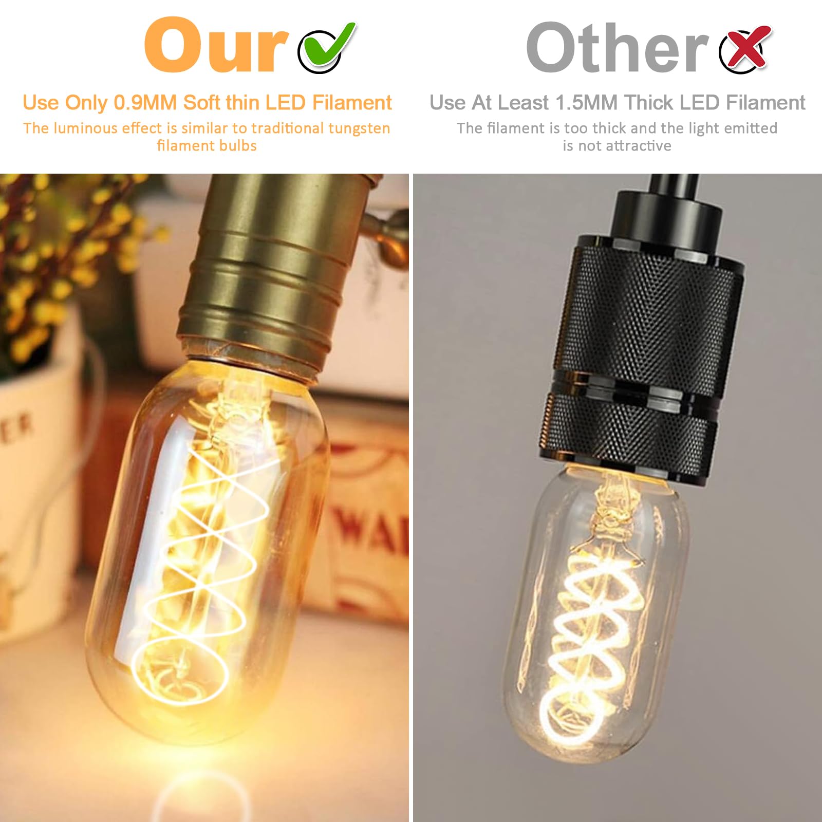 Owilukie T45 LED bulb 2700K warm glow enhances retro décor.