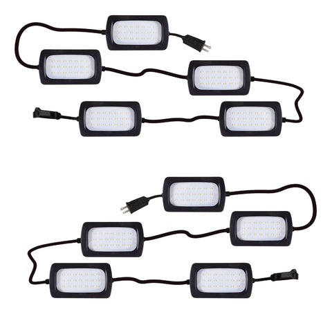 Owleye 50ft LED string light with five heads, full product view for on-site use.