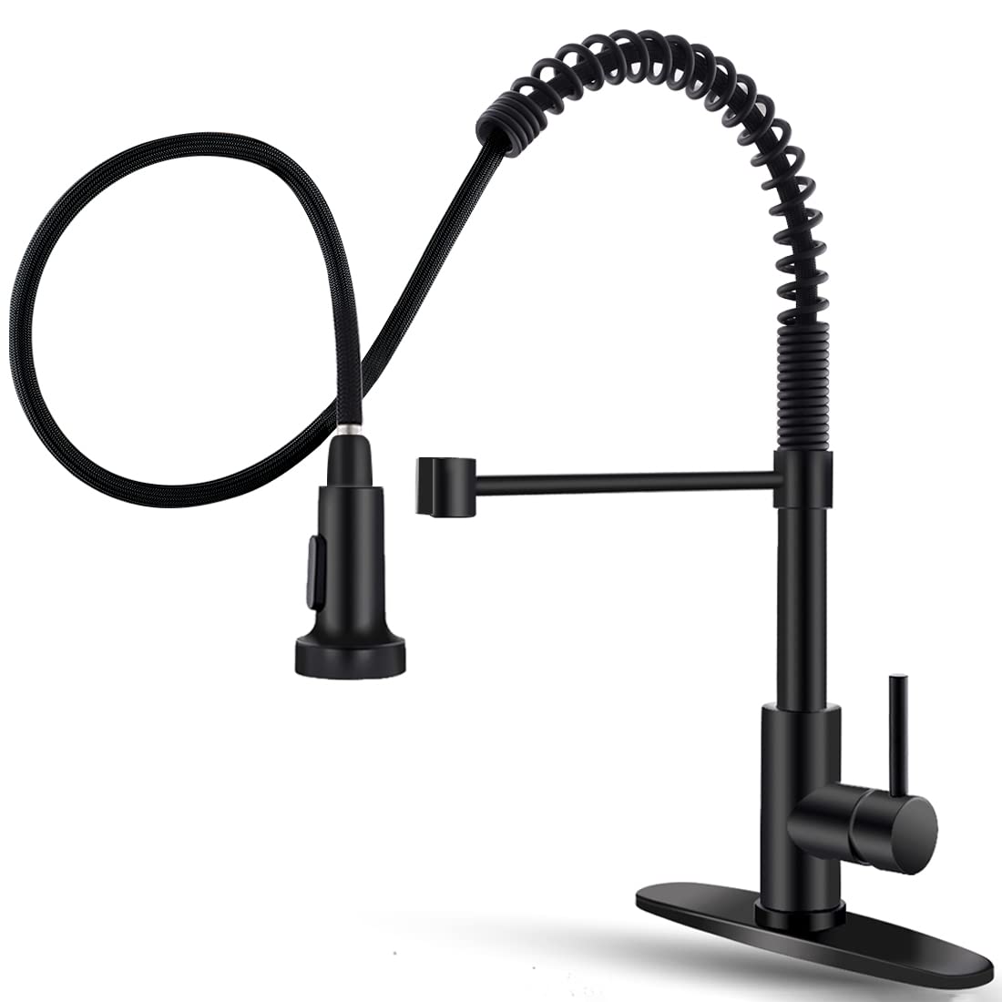 OWOFAN black kitchen faucet with pull-down sprayer for a sleek, versatile look.