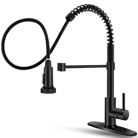 OWOFAN black kitchen faucet with pull-down sprayer for a sleek, versatile look.