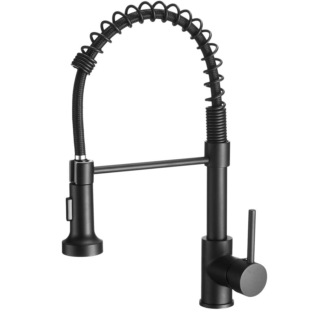 OWOFAN modern single-handle spring kitchen faucet with pull-down sprayer for versatile tasks