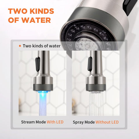 OWOFAN pull-down sprayer extended over sink for thorough cleaning