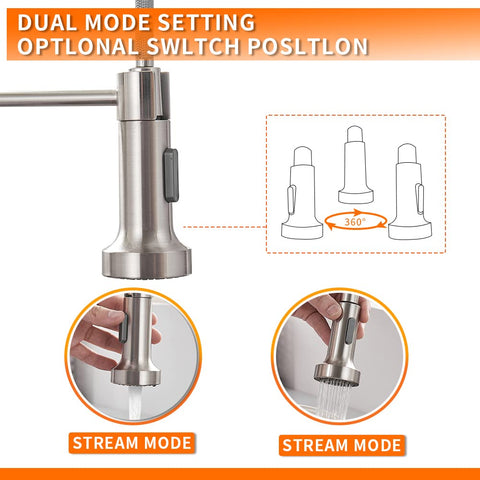 OWOFAN pull-out spray feature enables easy rinsing and filling at the sink