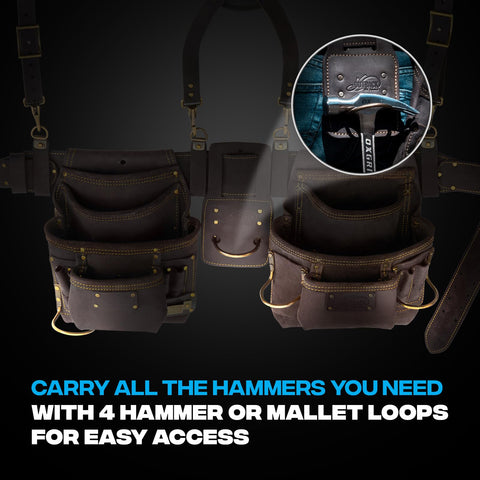 OX Pro ergonomic 3-inch belt enhances comfort during long framing days.