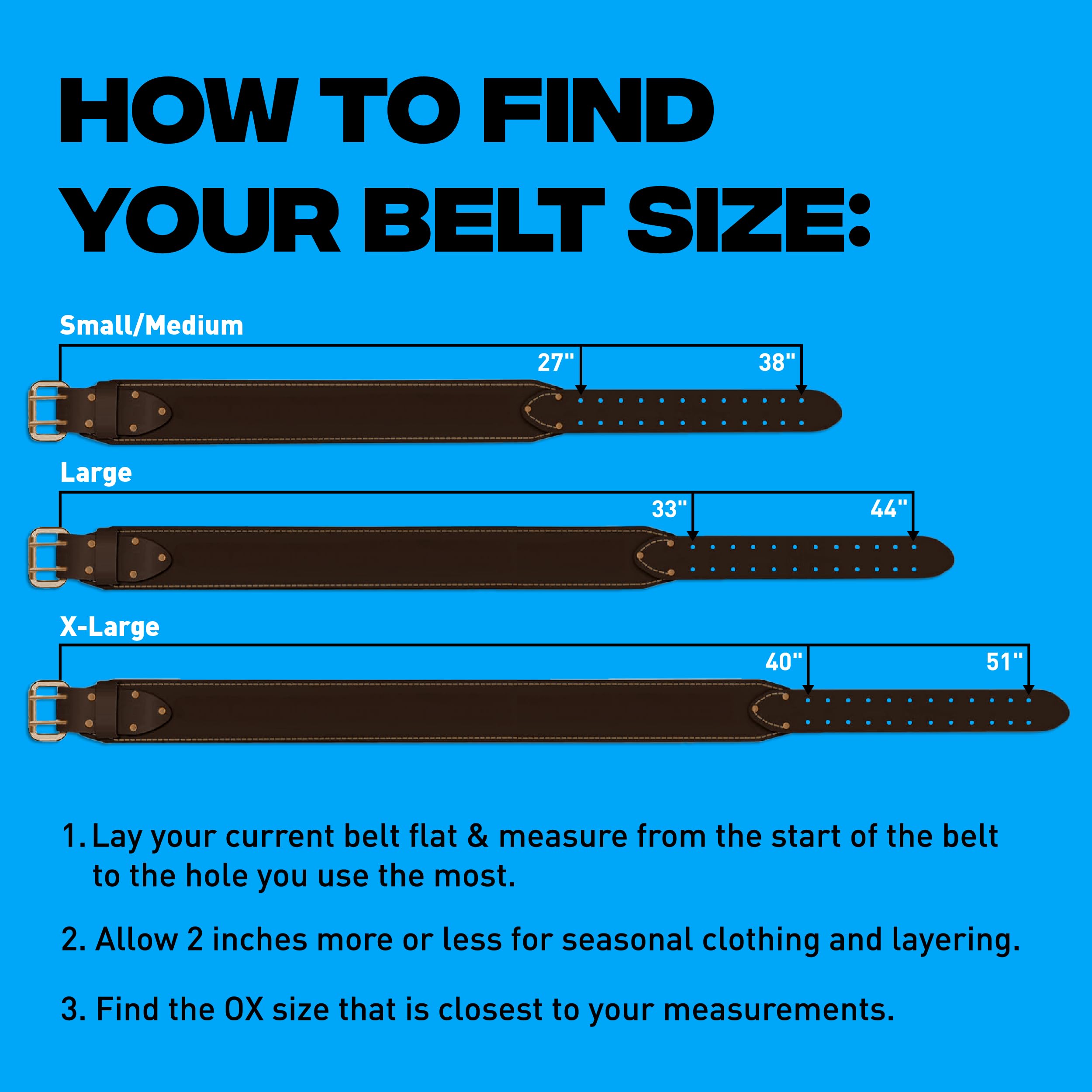OX Pro perimeter stitching detail for added belt durability