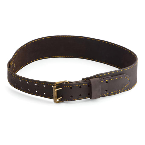 OX Tools front view of the 3-inch leather belt showing rugged, durable construction.