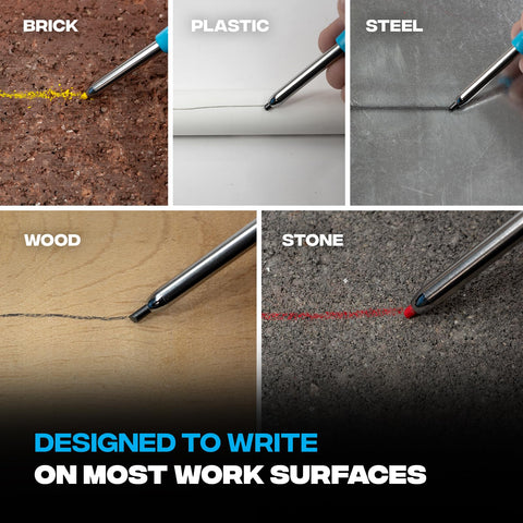 OX Tools built-in sharpener and belt clip keep the pencil ready on the job.