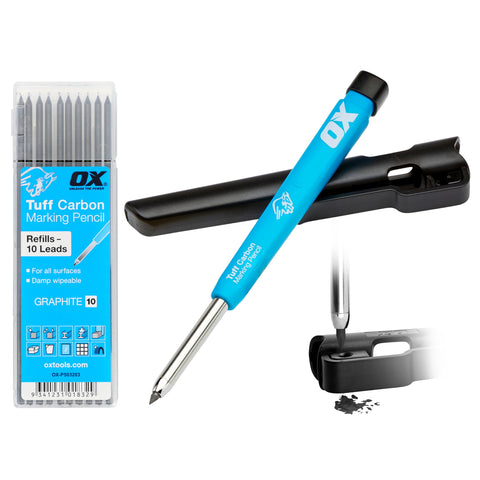 OX Tools mechanical carpenter pencil set with 2.8mm lead for precise on-site marking.