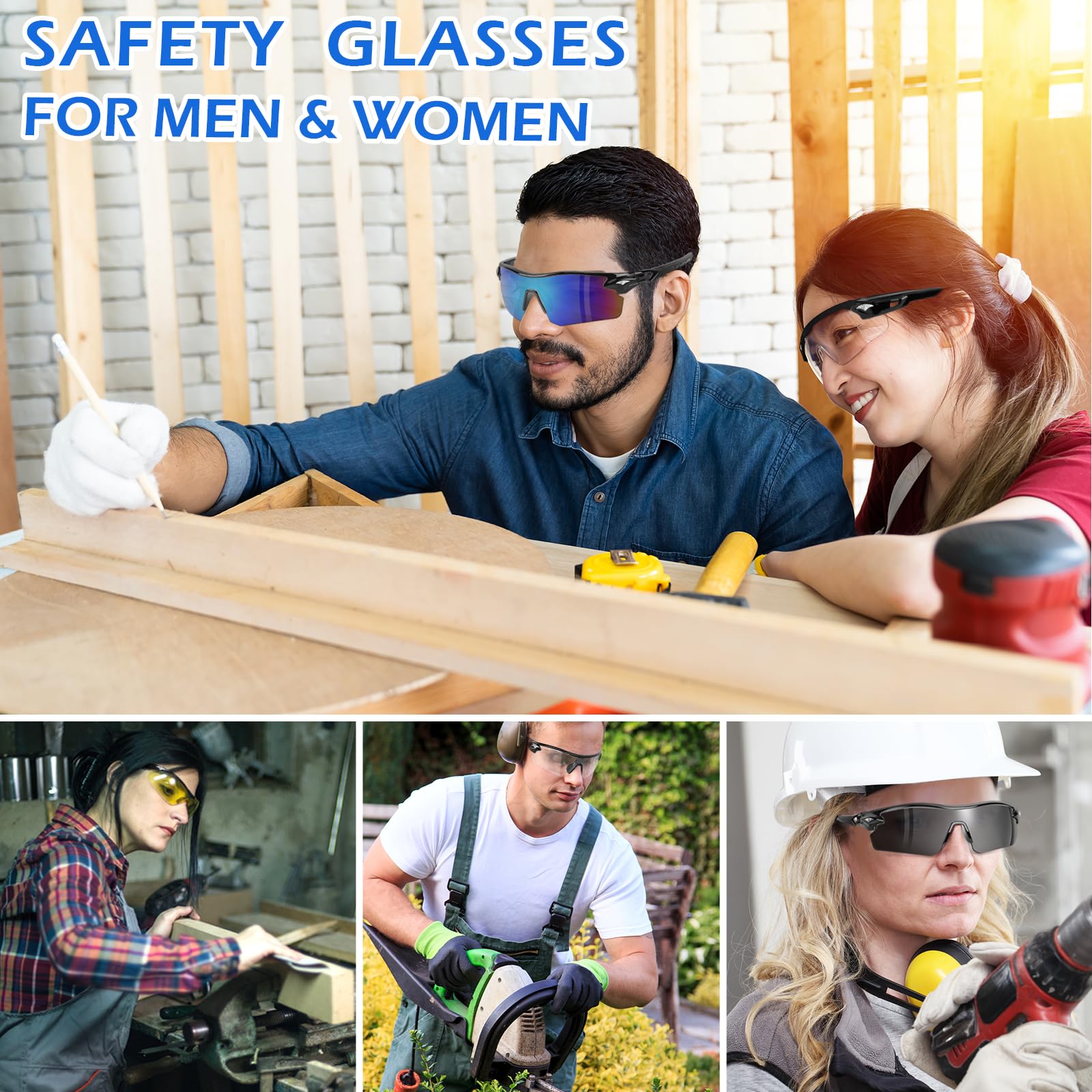 Outdoor scene with OXG safety glasses for yardwork or cycling protection
