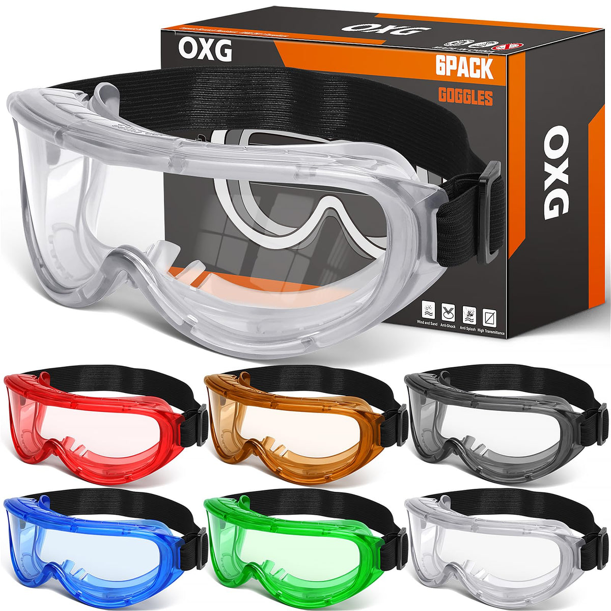 OXG protective safety goggles with clear lens for reliable lab visibility.