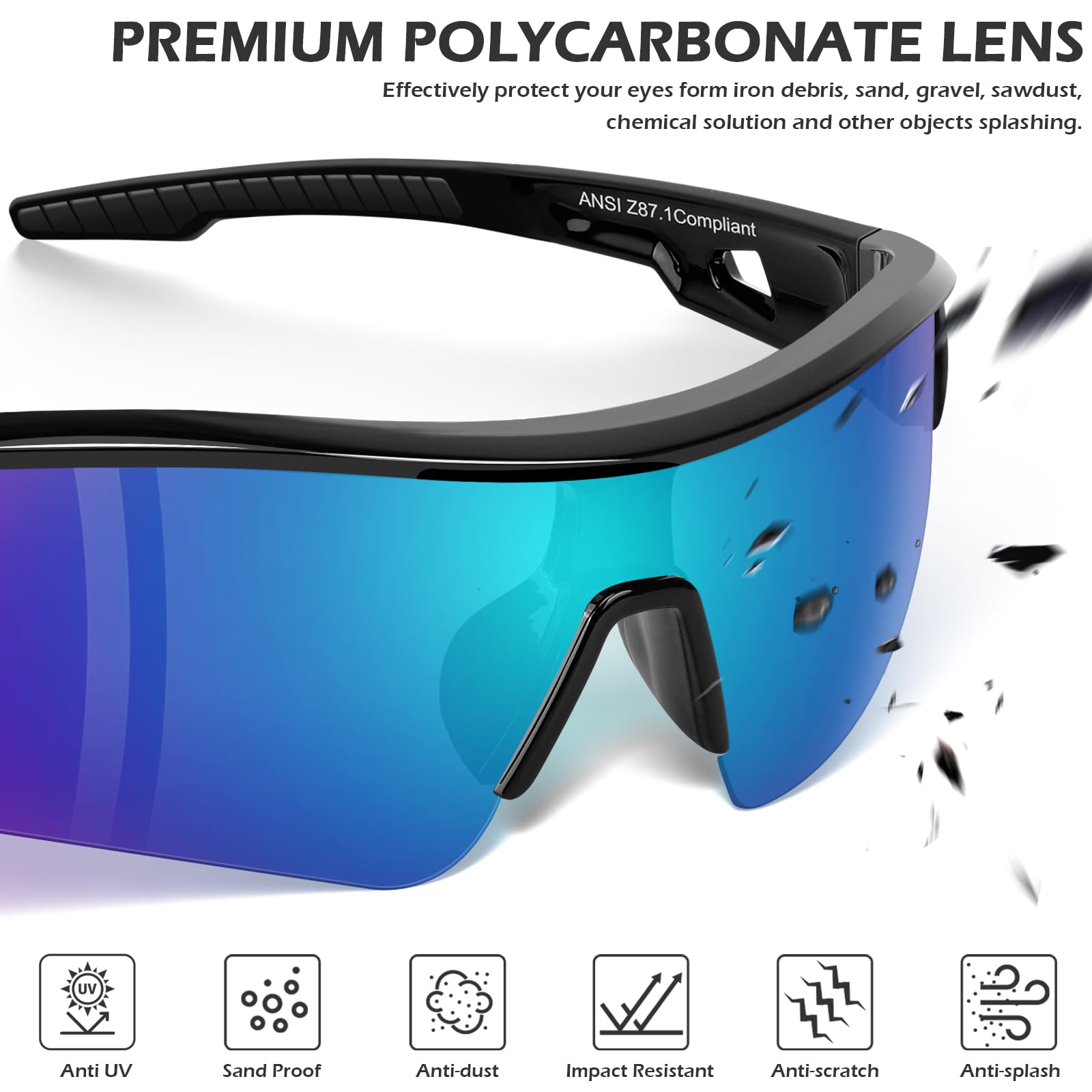 OXG safety glasses showing anti-slip grip on durable arms
