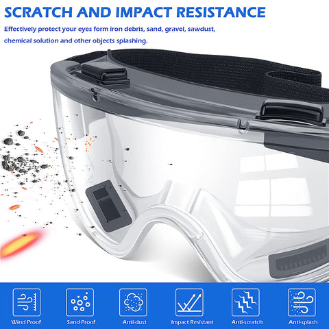 OXG safety goggles side view highlighting adjustable strap for all sizes.