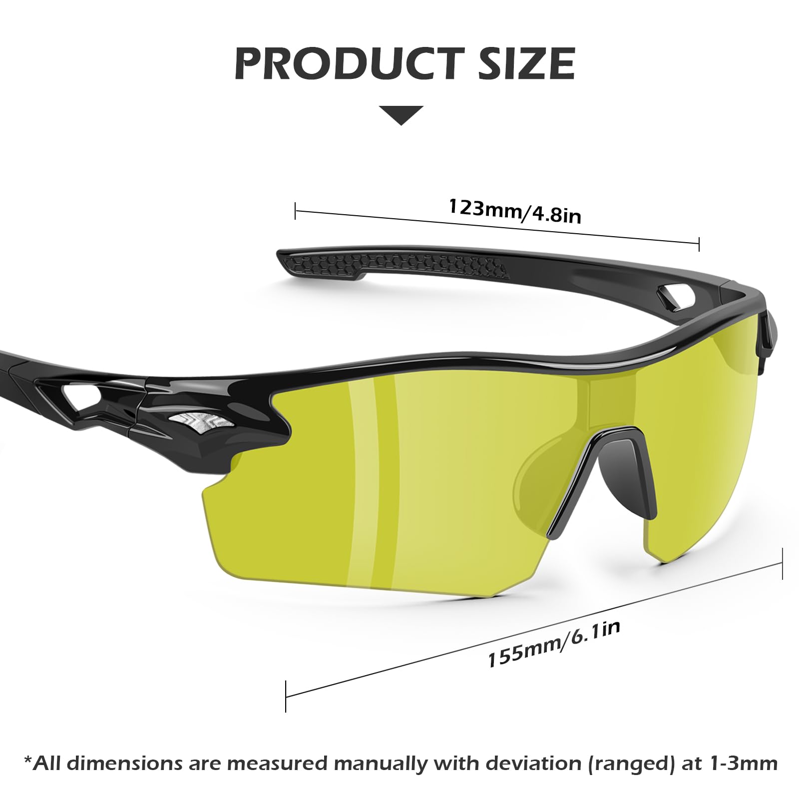 OXG yellow wraparound safety glasses shown for full eye coverage