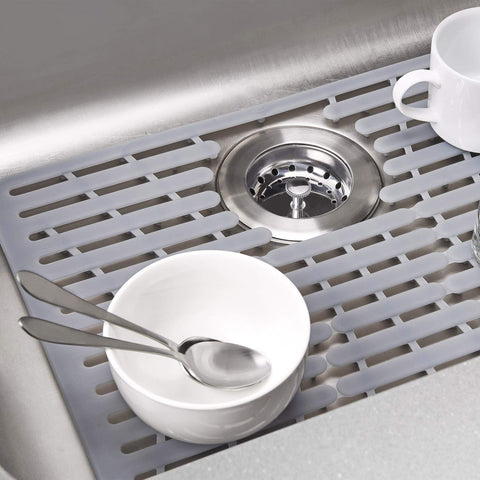 OXO Good Grips silicone sink mat large dimensions 16-25x12-75 inches.