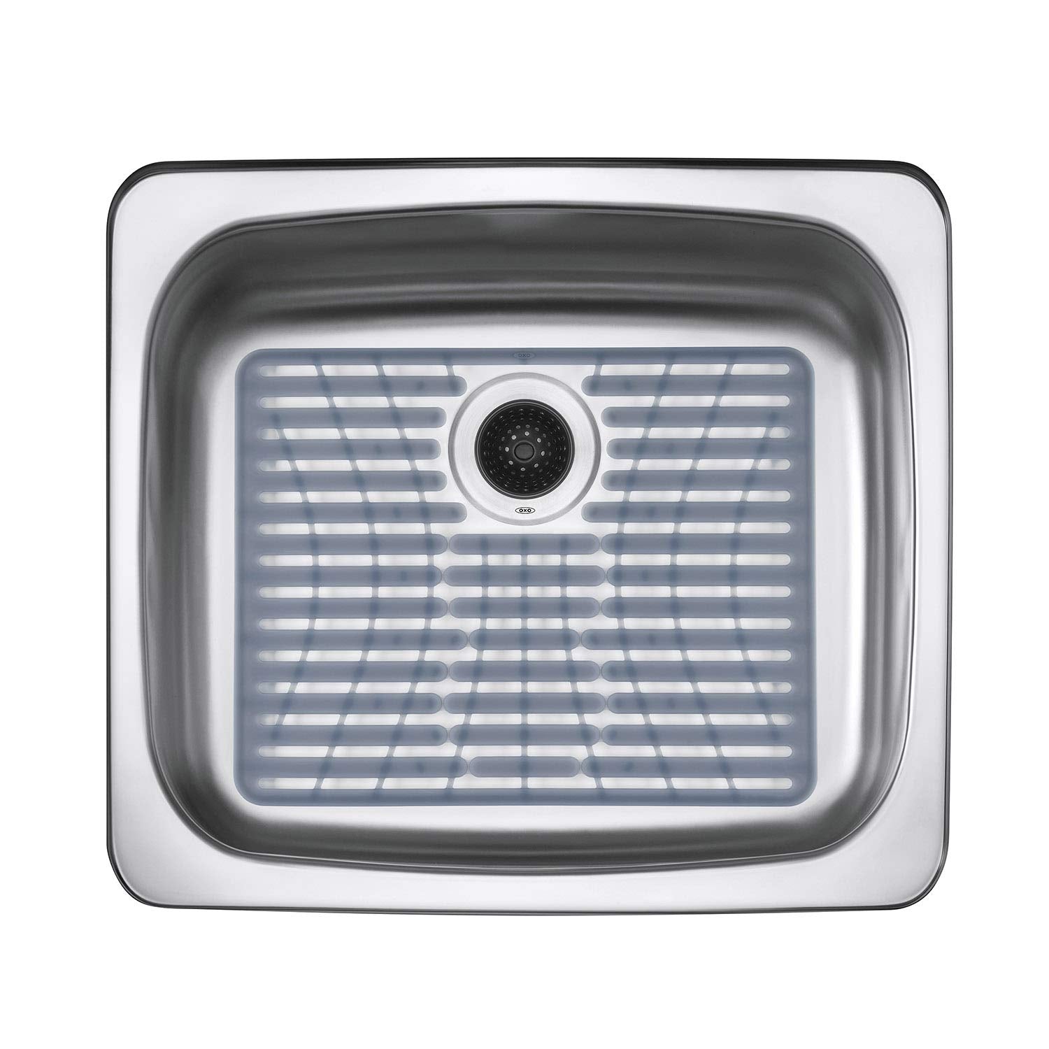 OXO Good Grips silicone sink mat large durable design resists scratches.