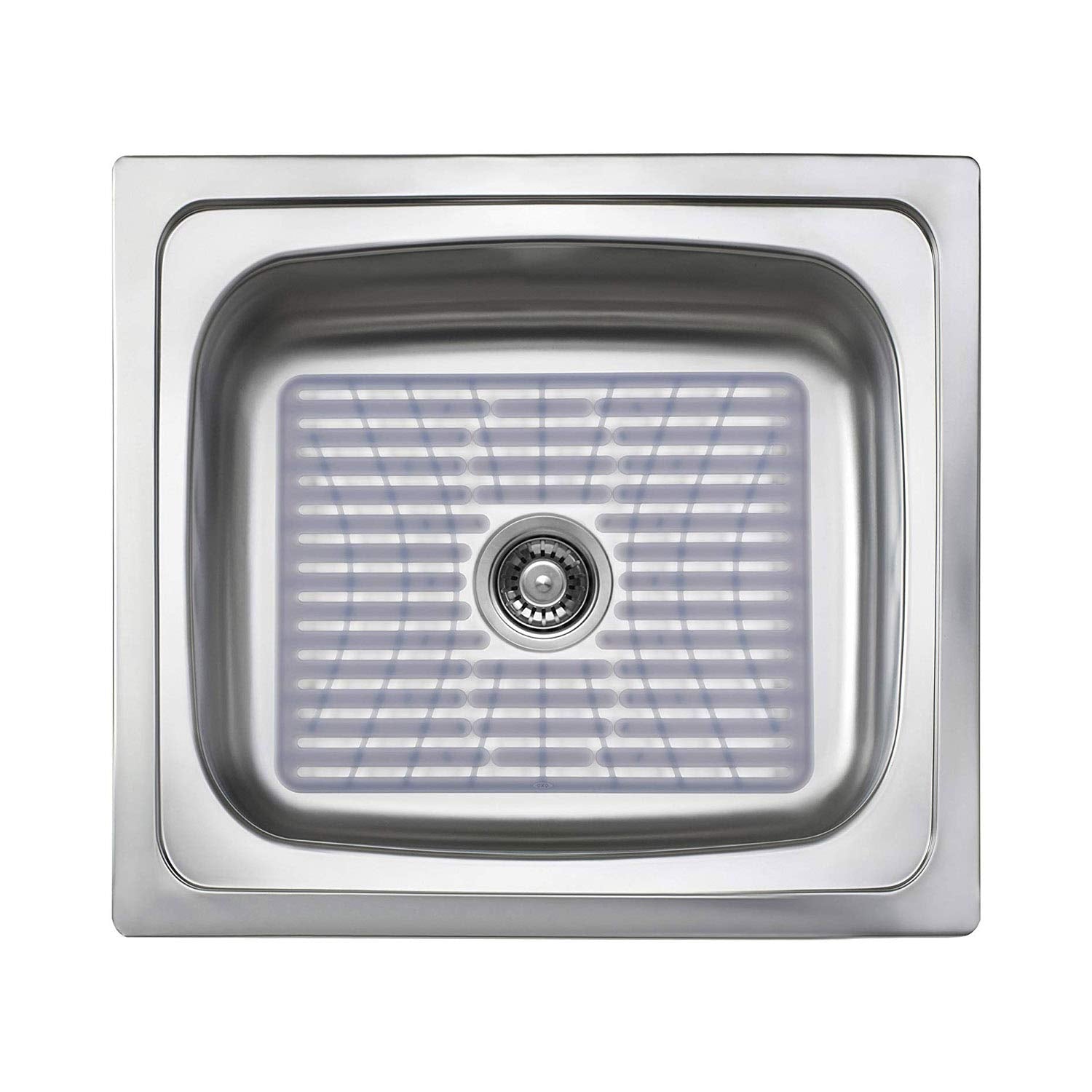 OXO Good Grips silicone sink mat large surface-protection under glasses.