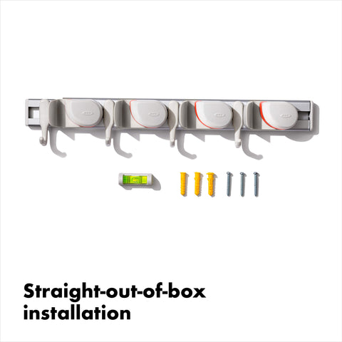 OXO Good Grips wall-mounted organizer optimized for garage storage