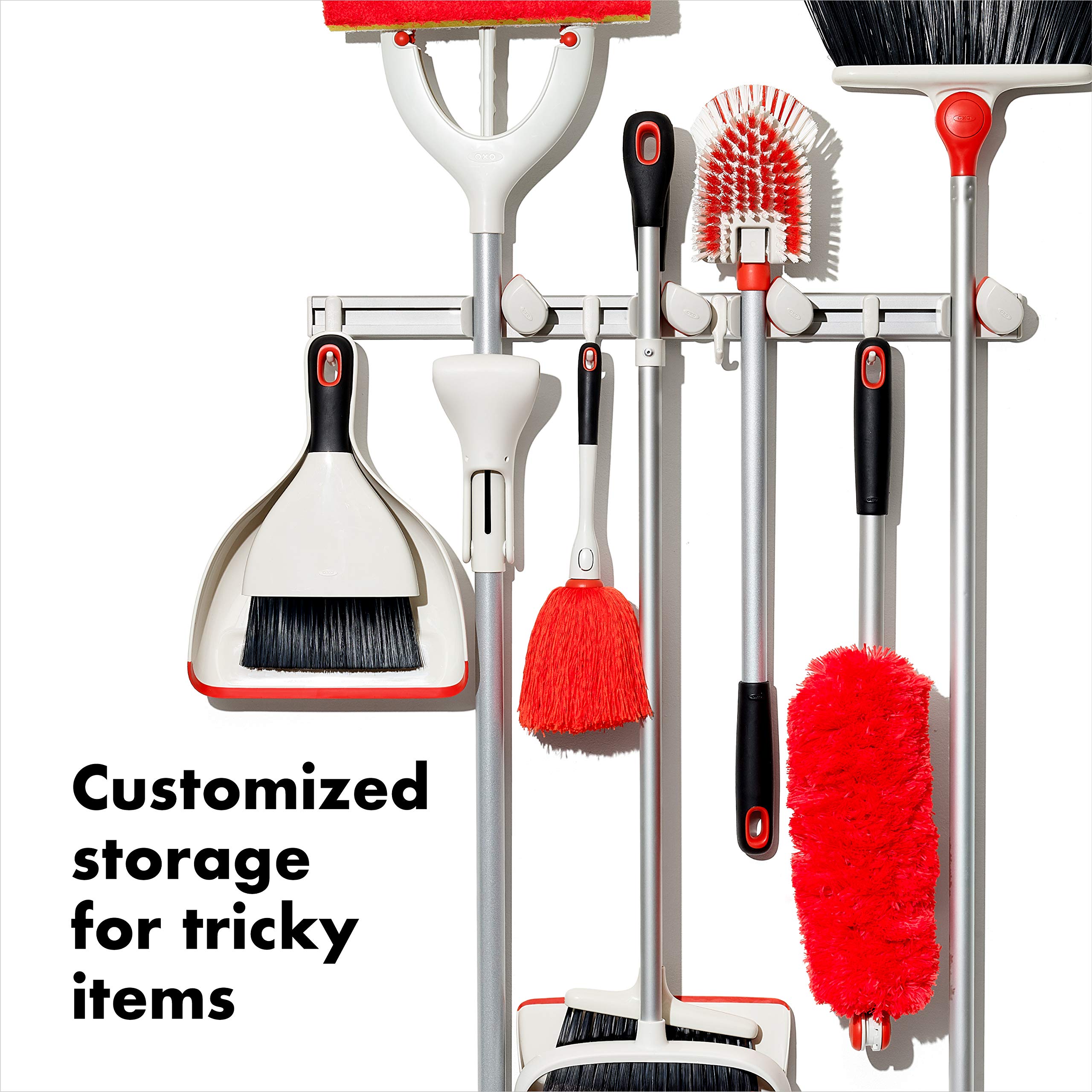 OXO Good Grips wall-mounted organizer provides leash storage near entry