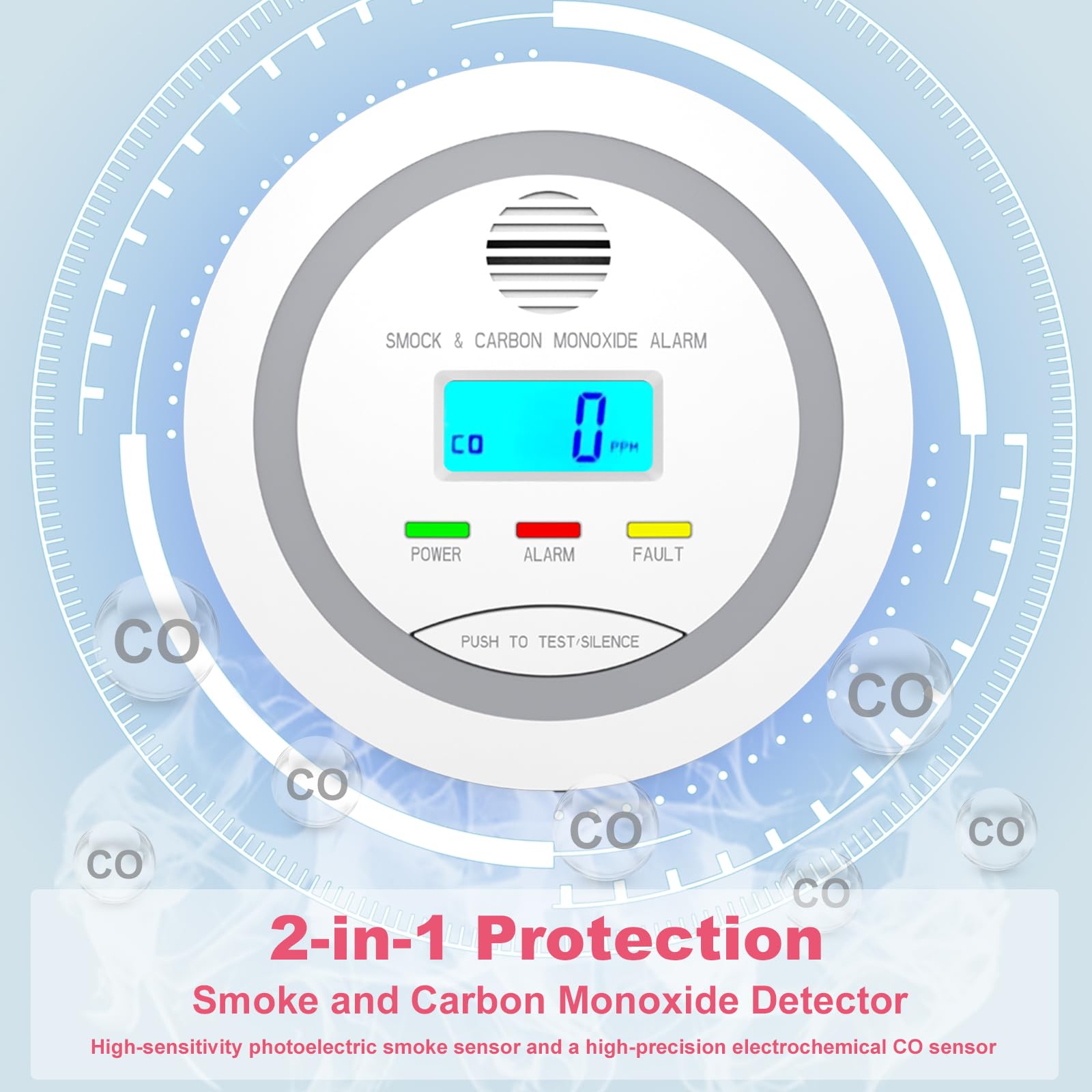 OXVIT 85db alarm with flashing LED signals danger clearly for any room.