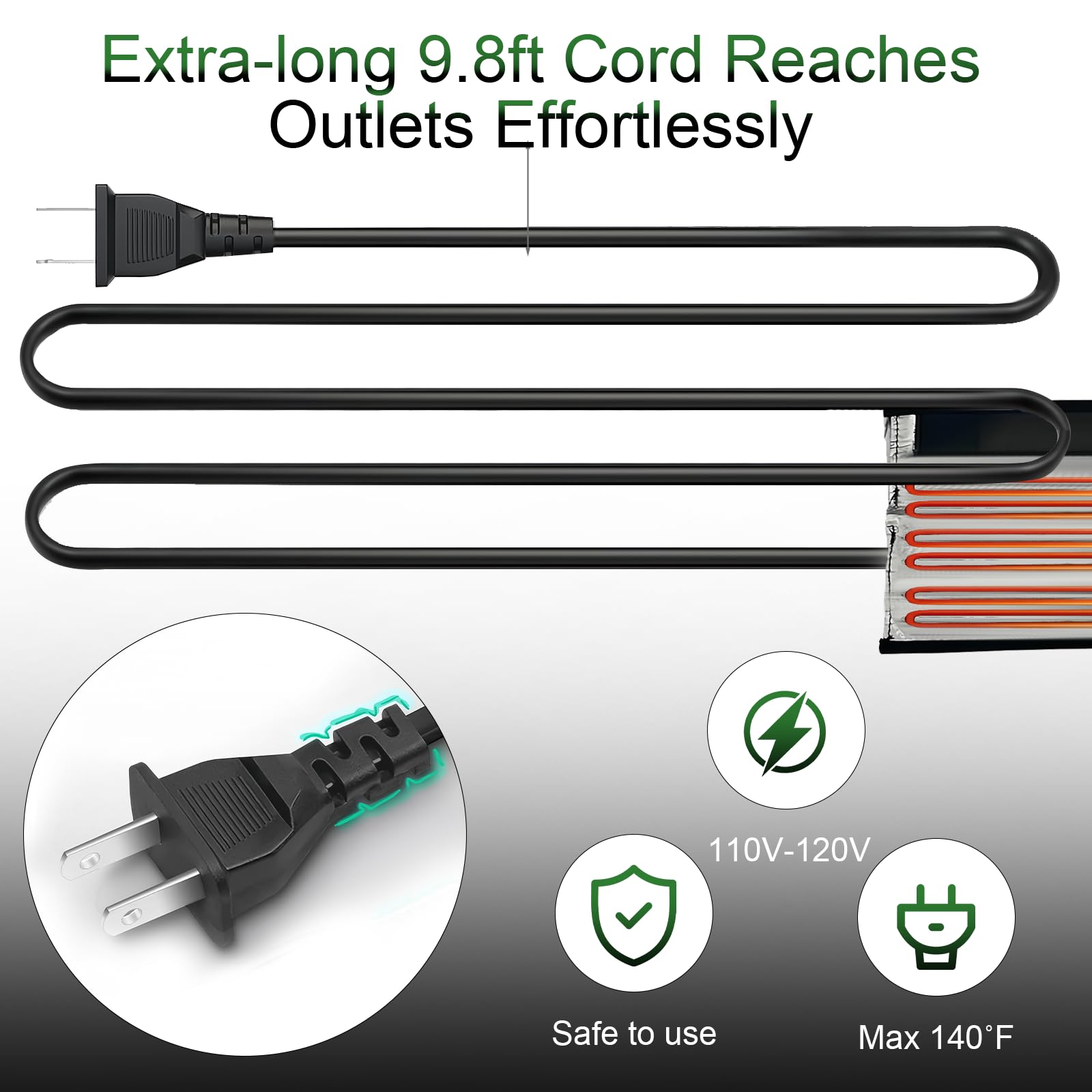 OXWIND Water Pipe Heat Blanket with extended 9.8ft cord for easy placement