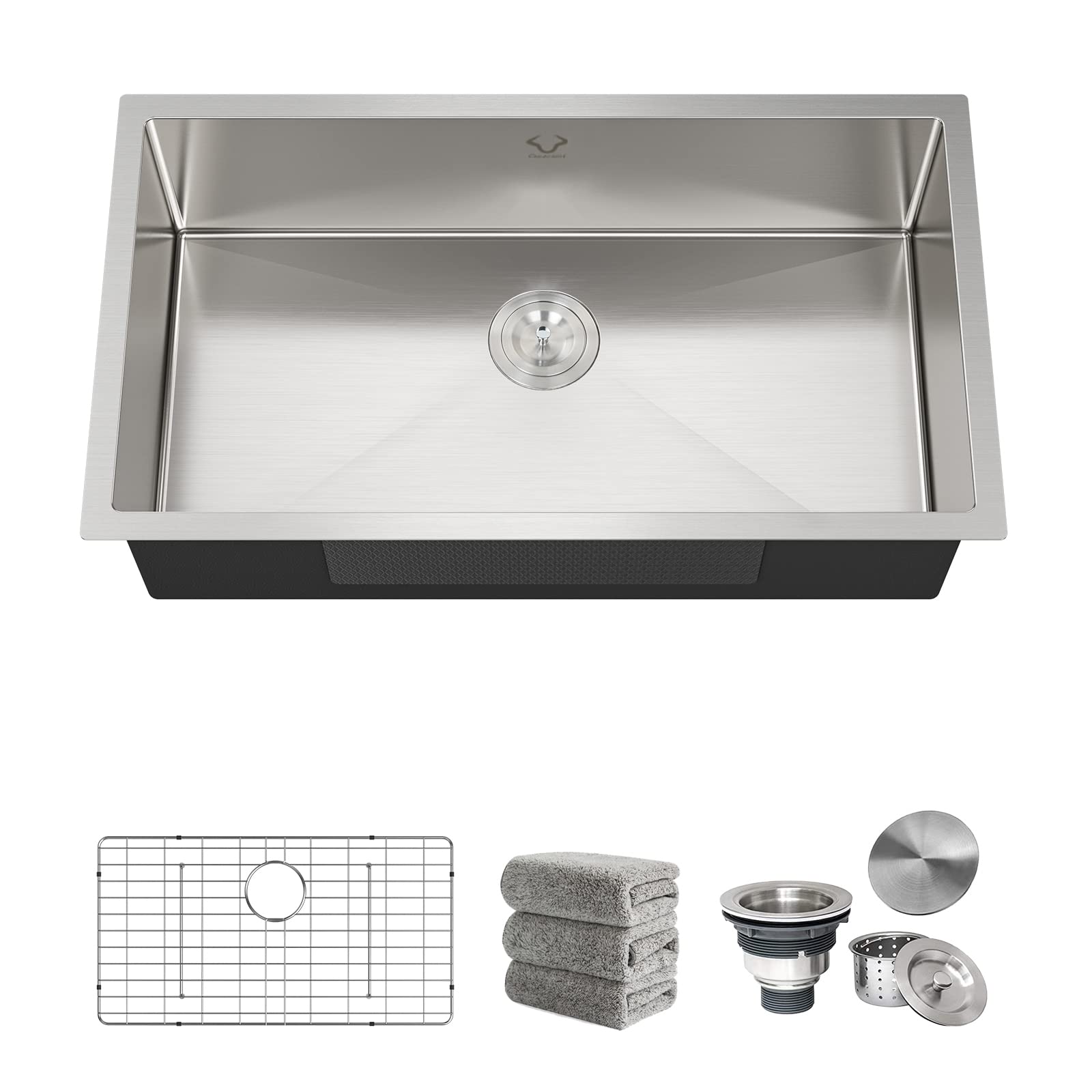 Oxwiser 32x18 undermount sink side view highlighting deep bowl for large pots