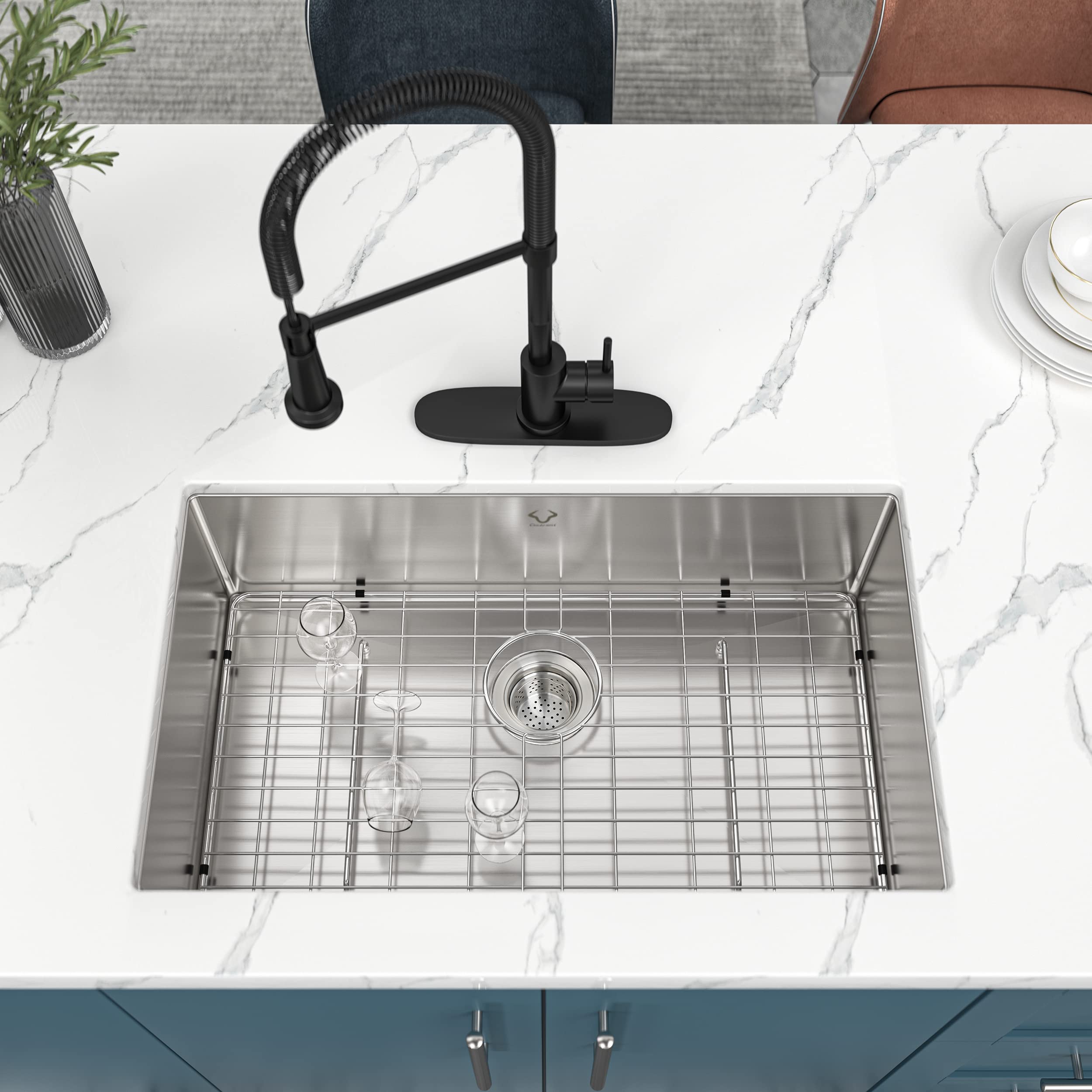 Oxwiser bottom grid inside sink; protects surface from scratches.