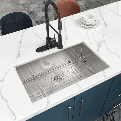 Oxwiser undermount sink installation view; easy-to-clean rounded corners for maintenance.
