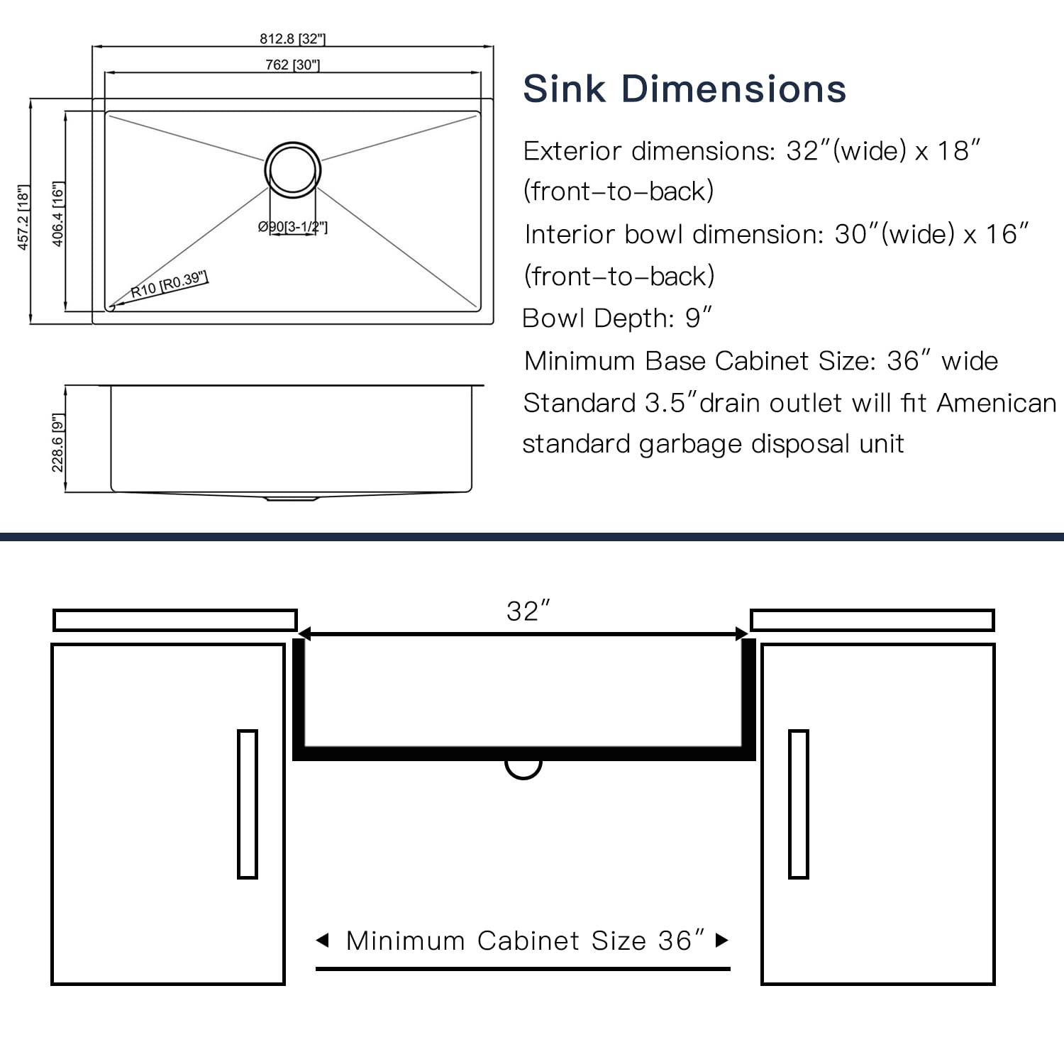 Oxwiser interior depth close-up showing 9-inch depth and easy draining