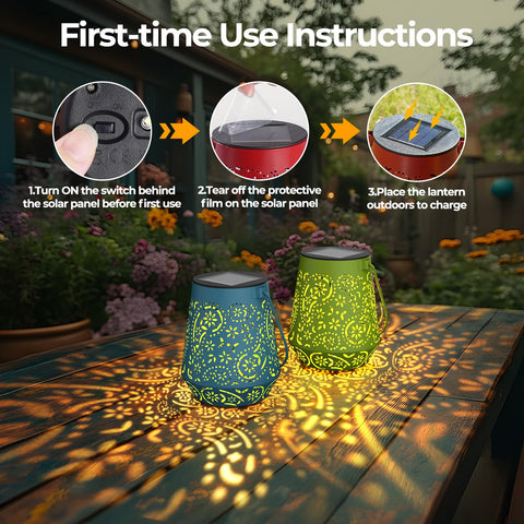 Close-up of OxyLED lantern with floral pattern and hollow design.