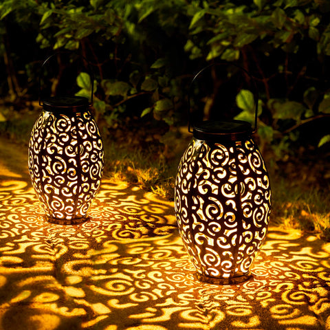 OxyLED solar lantern garden-decorative glows softly beside the path