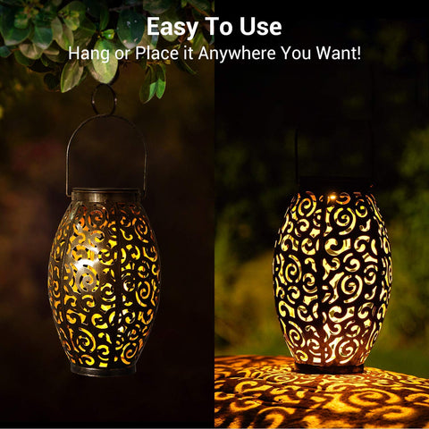 OxyLED solar lantern hanging-lantern provides warm ambient light for dining