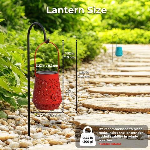 Solar panel and LED inside provide automatic light at dusk for OxyLED lanterns.