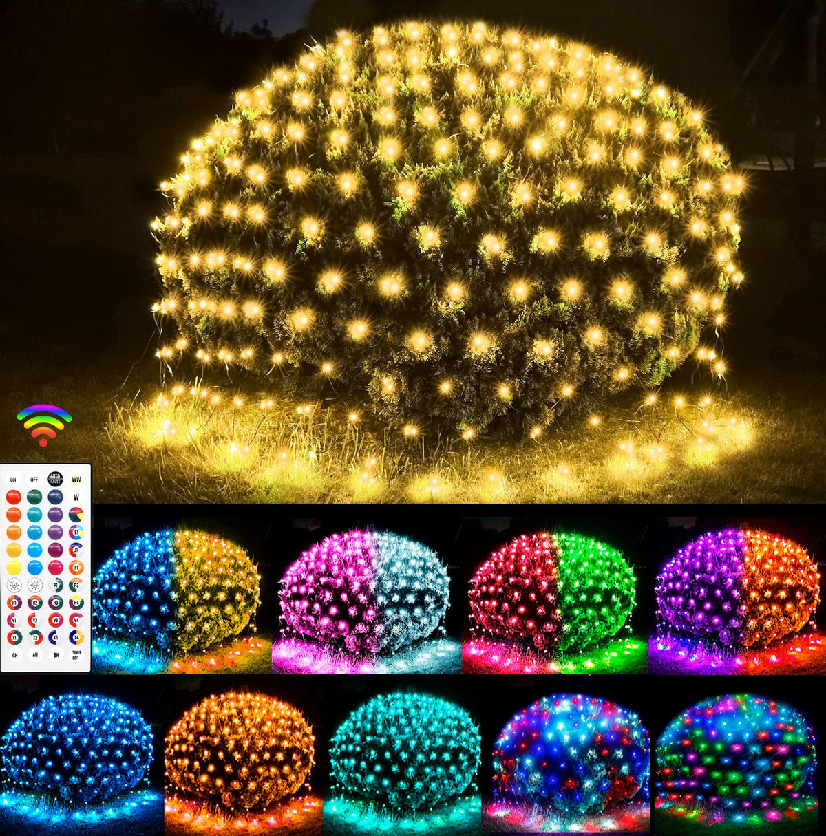 OYCBUZO 204 LED net lights close-up with bright, efficient LEDs.