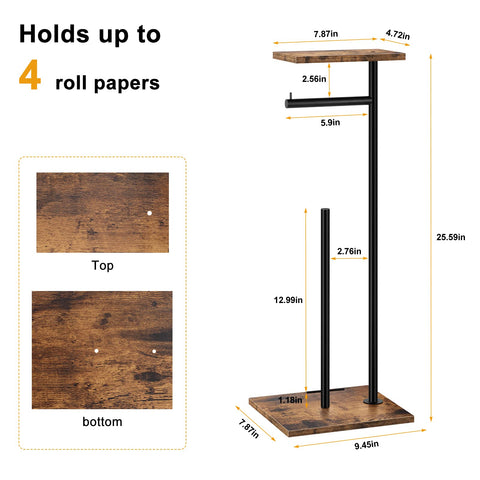 OYEAL wood-top shelf TP stand, extra storage for wipes and phones.