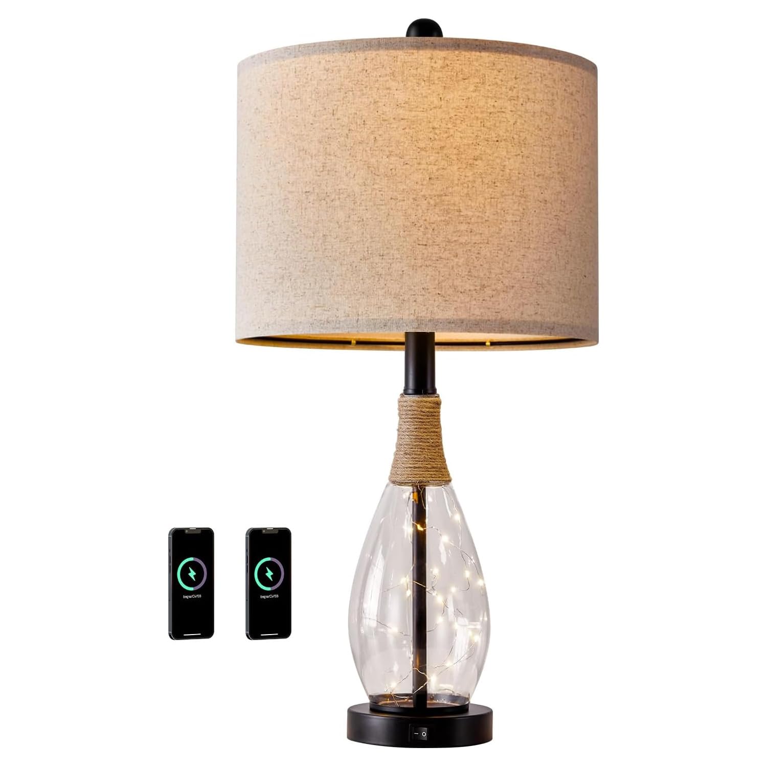 OYEARS 23-inch black nightstand lamp, easy to assemble