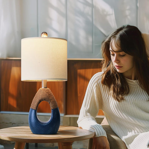 OYEARS blue-toned lamp suits bedrooms and living room end tables.