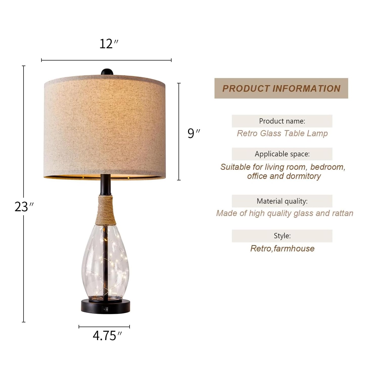 OYEARS boho rattan-detail lamp adds rustic charm