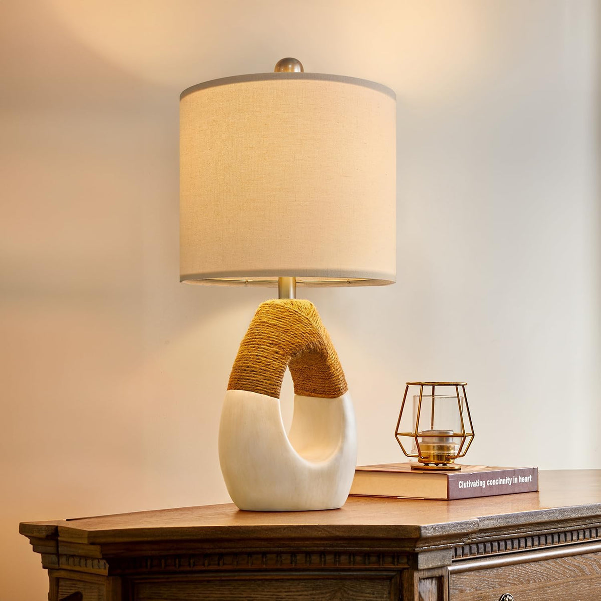 OYEARS boho table lamp with egg-design enhances bedroom ambiance