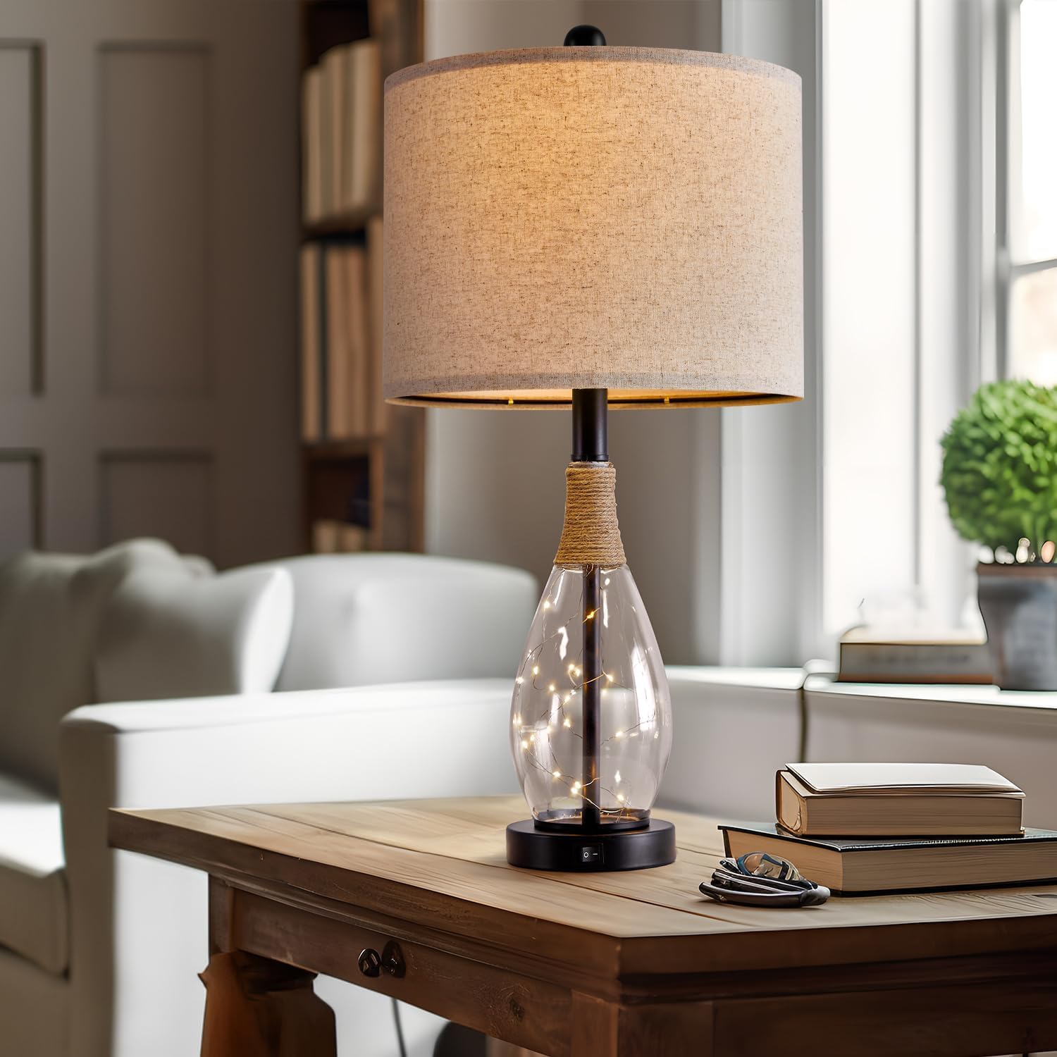 OYEARS farmhouse-style lamp suitable for bedroom, living room, or hallway