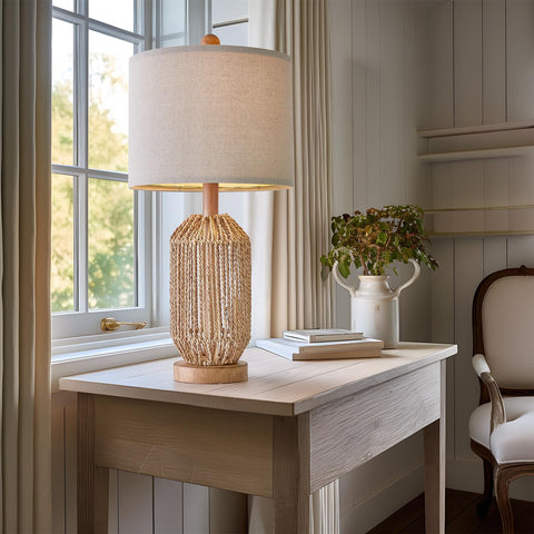 OYEARS farmhouse lamp with non-slip base for stability.
