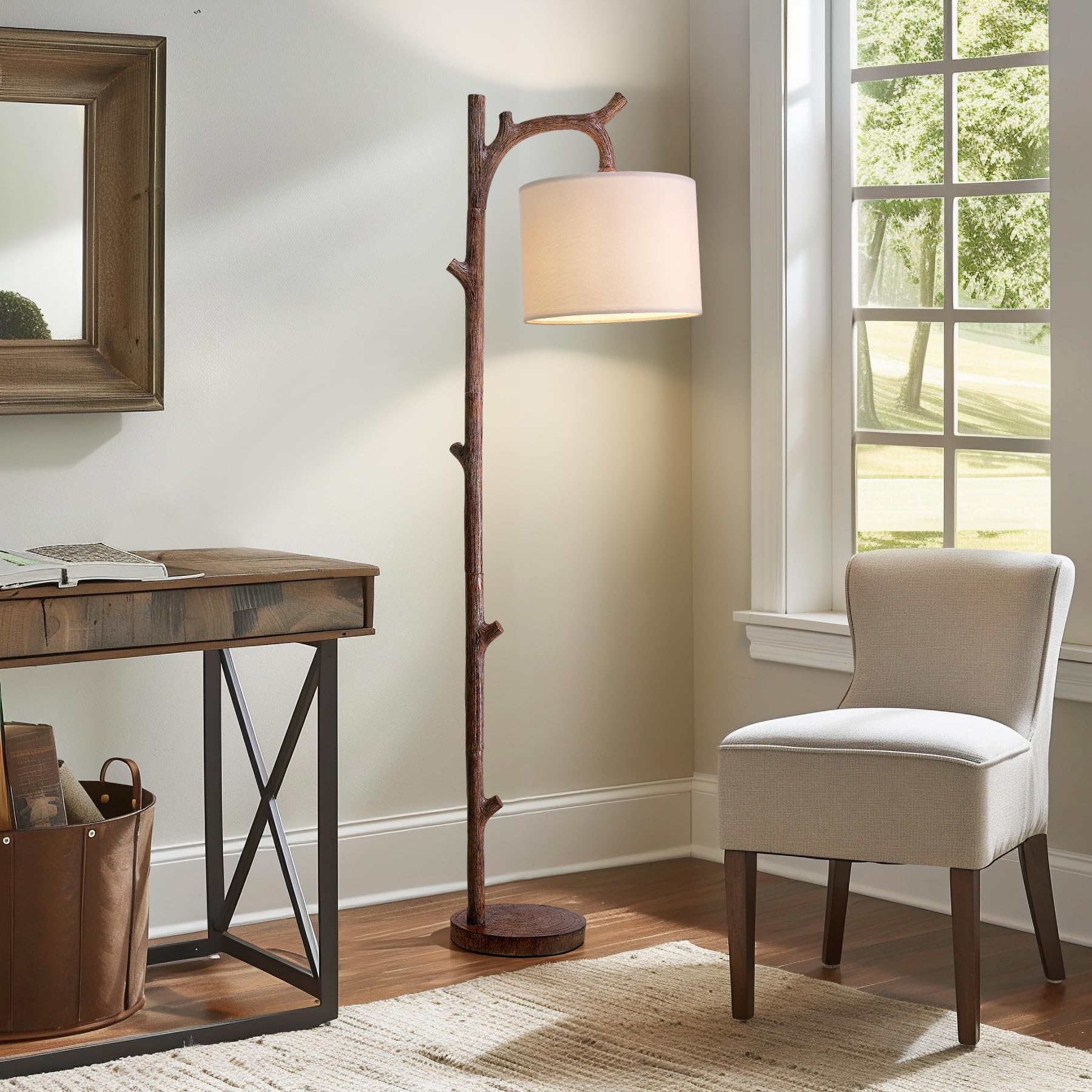 OYEARS floor lamp with shelves and foot switch enhances bedside reading